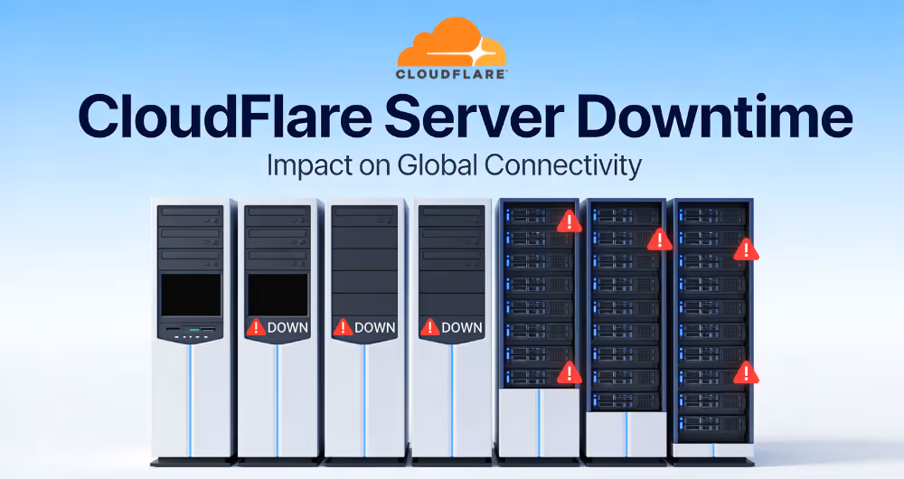 7台のサーバーにエラーが表示され、CloudFlareのサーバーダウンを示している