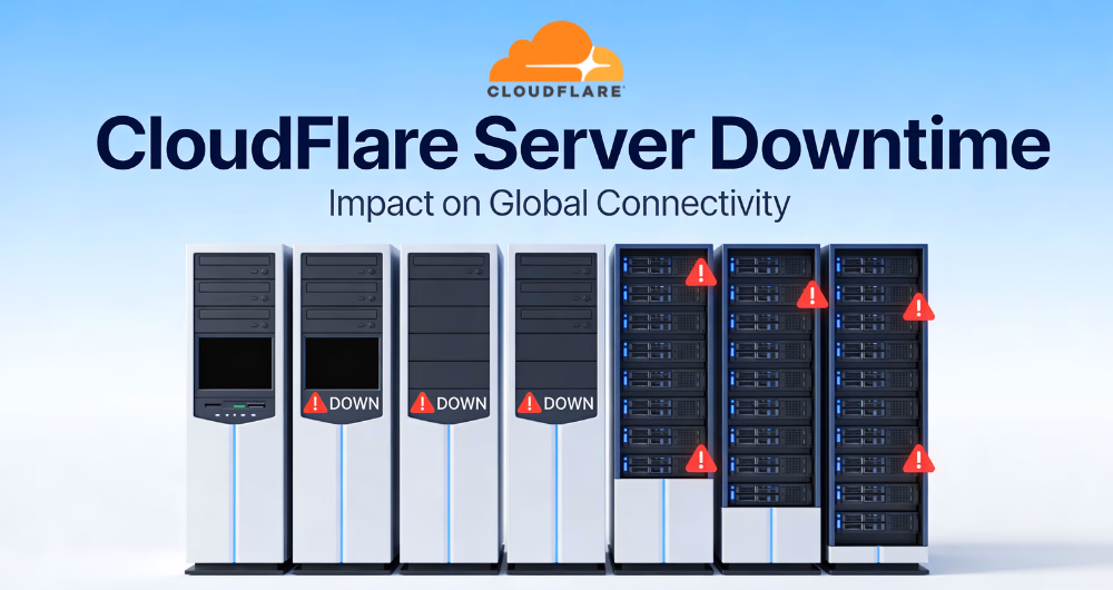 7 servidores muestran error, evidenciando el tiempo de inactividad de CloudFlare